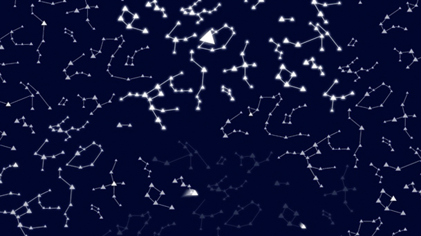 constellation-like image made of triangles on a dark blue background