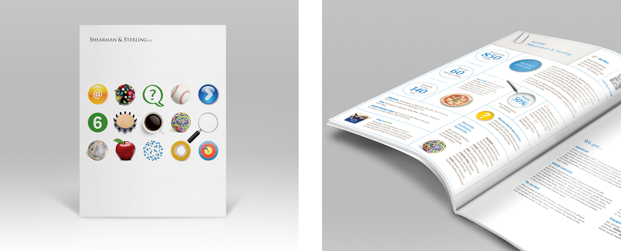 on the left is brochure's cover and to the right is a page spread