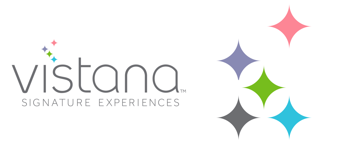 vistana logo animated with flickering stars above the i