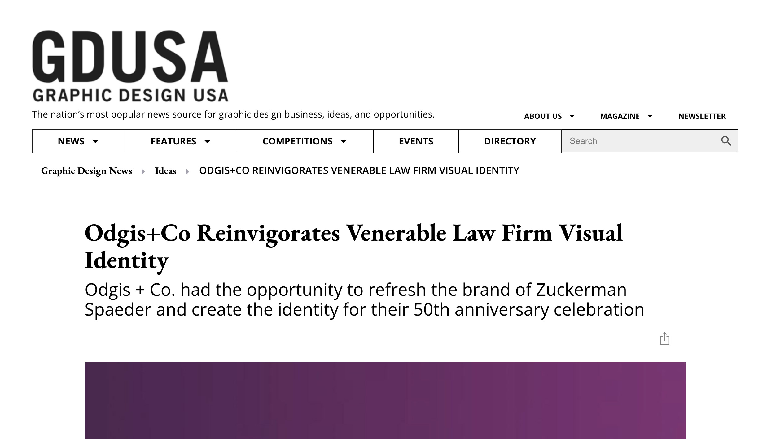 Zuckerman Spaeder Brand Refresh Featured in GDUSA 