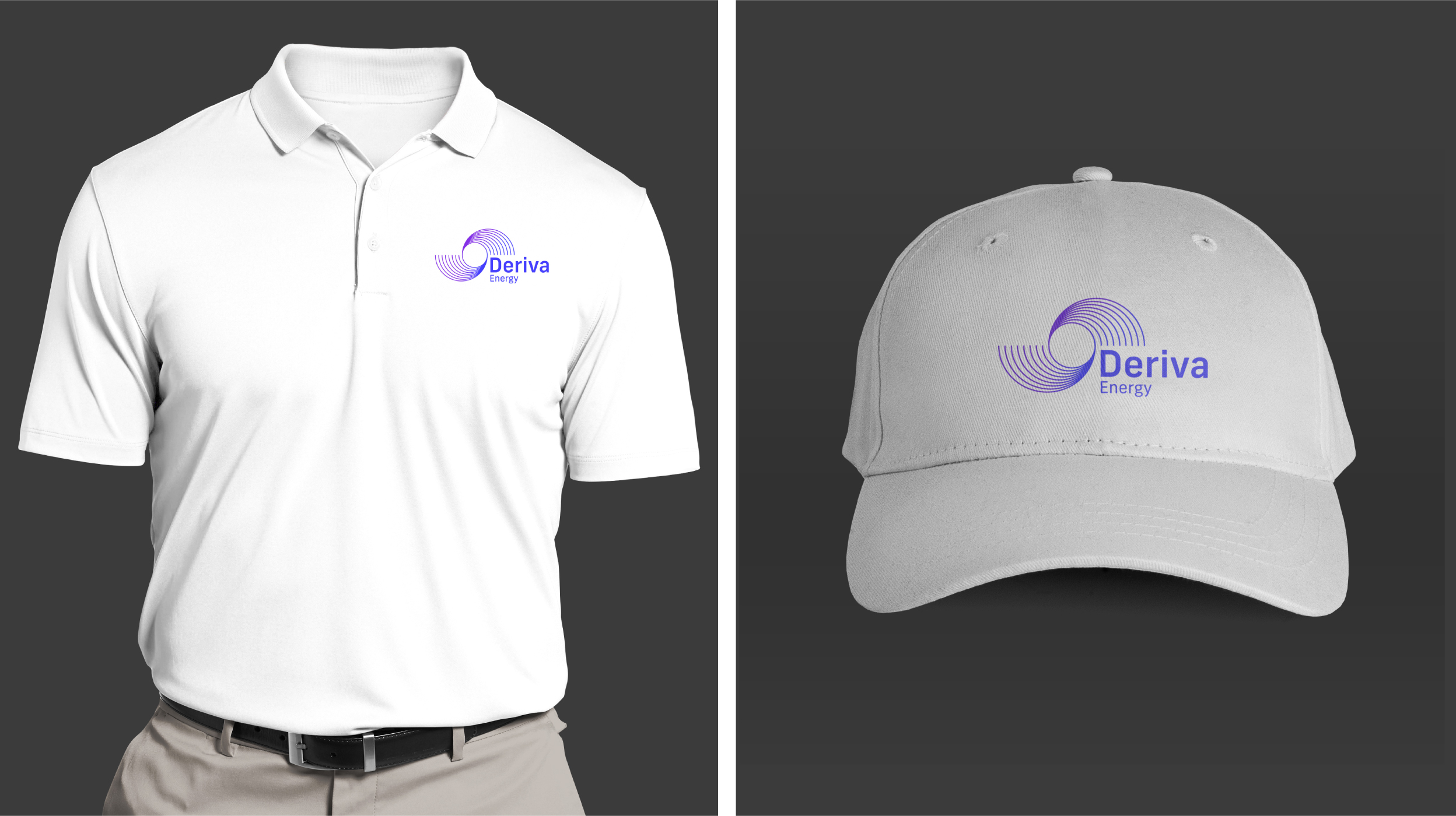 tshirt and hat with deriva logo on it