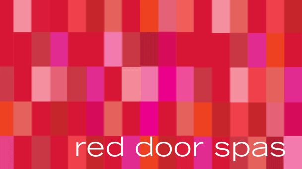 multiple flickering red and pink rectangles with Red Door Spas logo