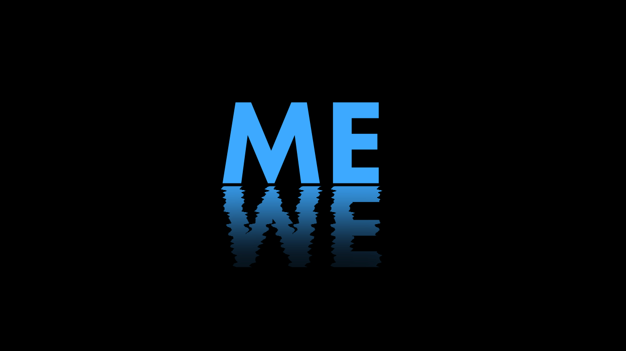 Animated 'Me' Blue Text on Black Background with Water Ripple Movement Spelling 'We'