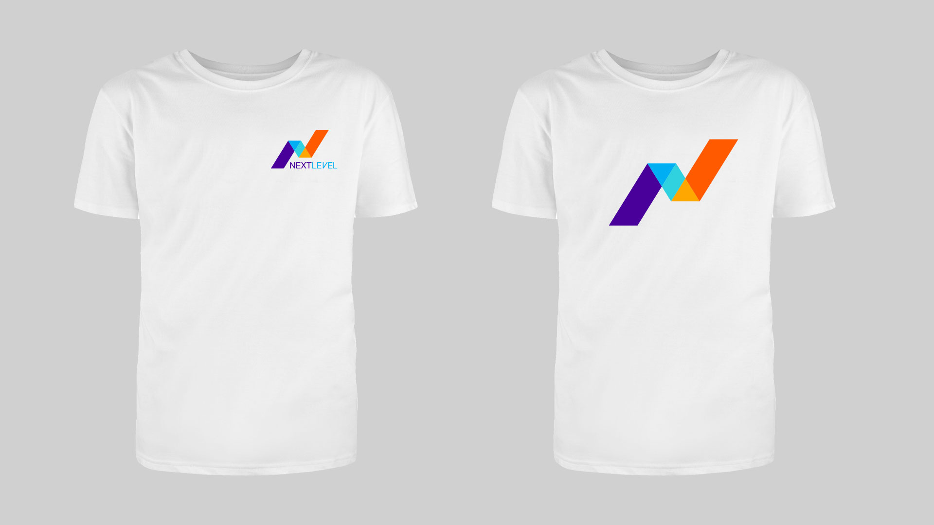 image of two white tshirts with the NBCUniversal Next Level Logo