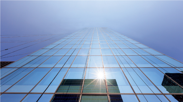 building perspective shot from below