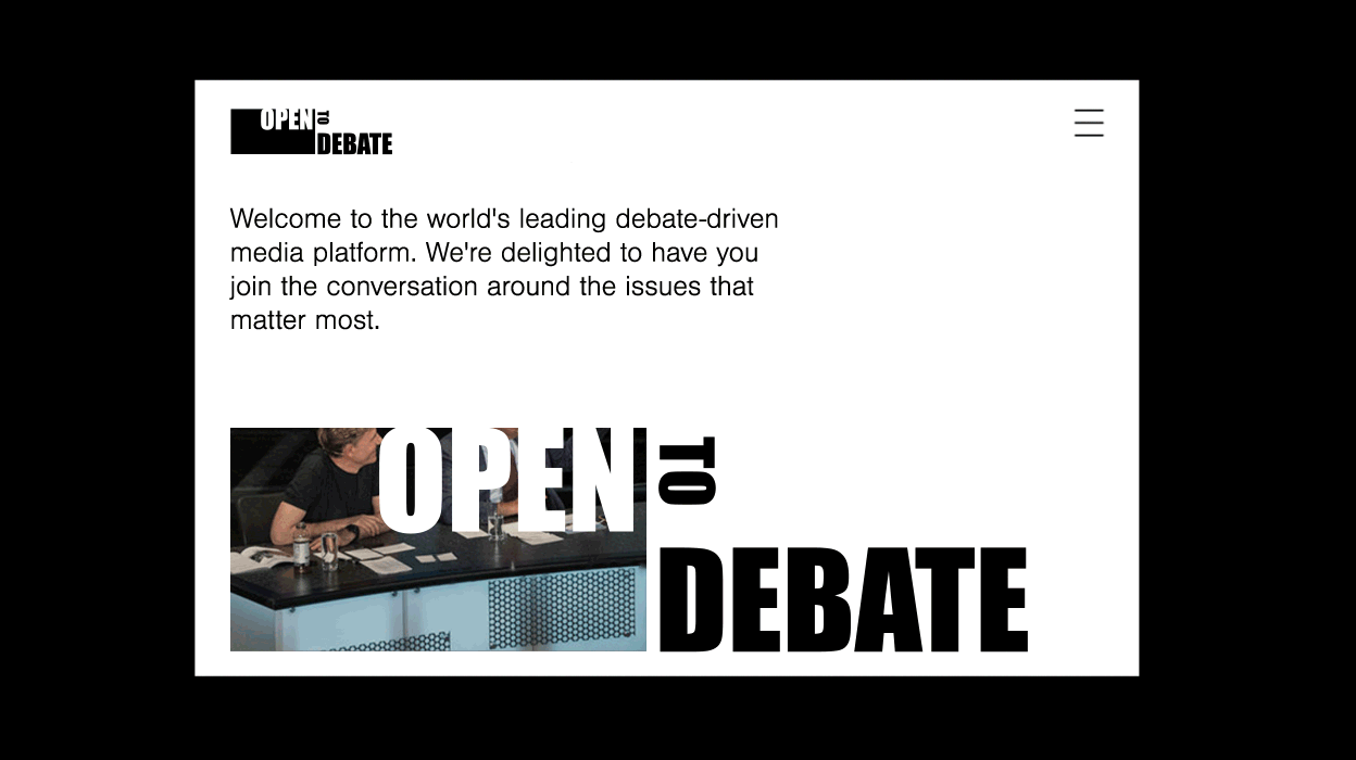 open to debate website hero banner animation